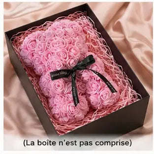 Ours en rose artificiel rose pâle 25 cm – Rosy Bear