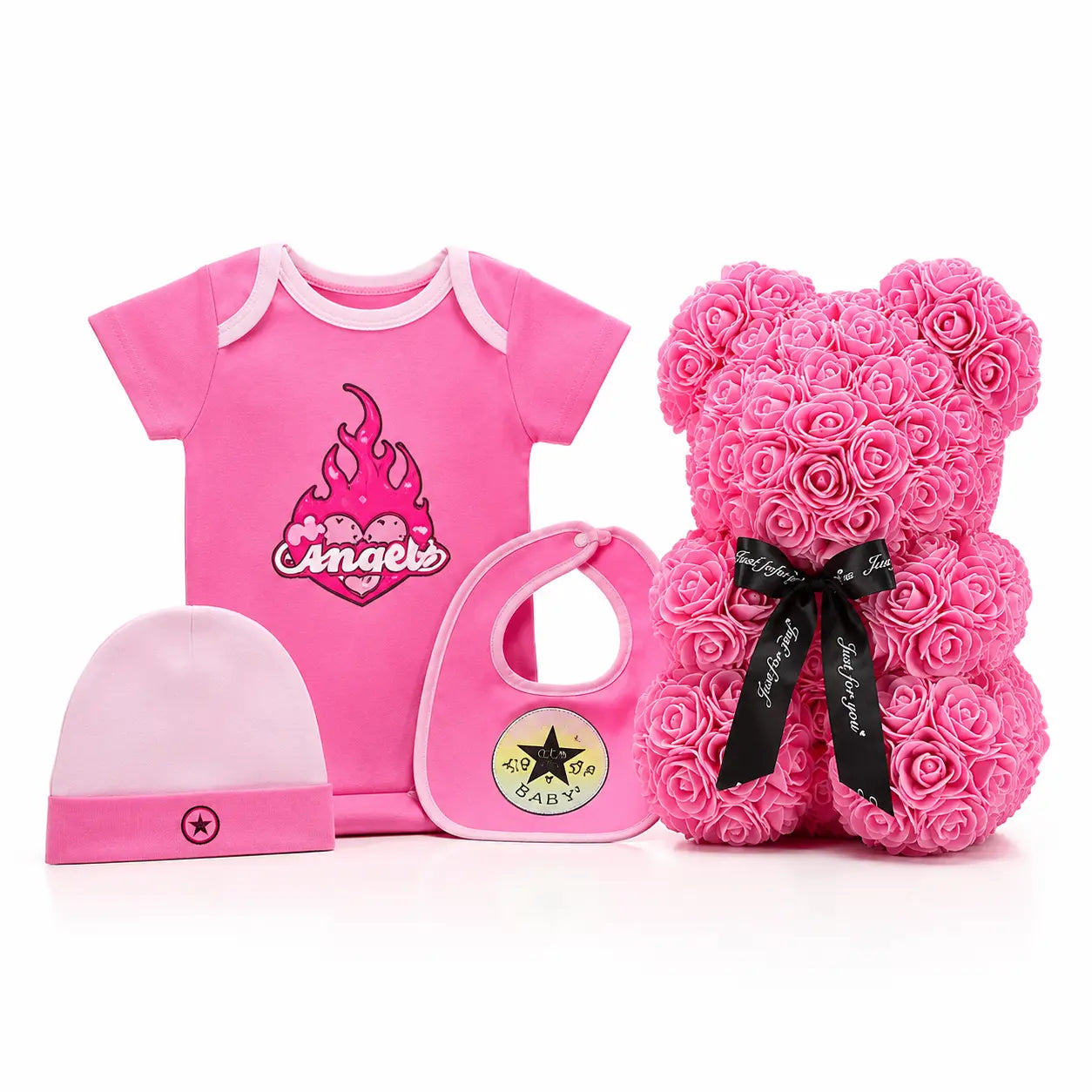 Coffret Naissance Fille Converse Angels – Ours en Roses Rose 25 cm