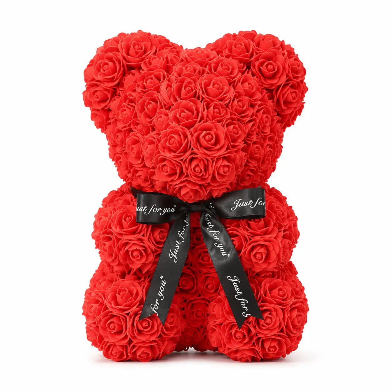 Ours en Roses Artificielles Rouge 25 cm – Cadeau Romantique Rosy Bear