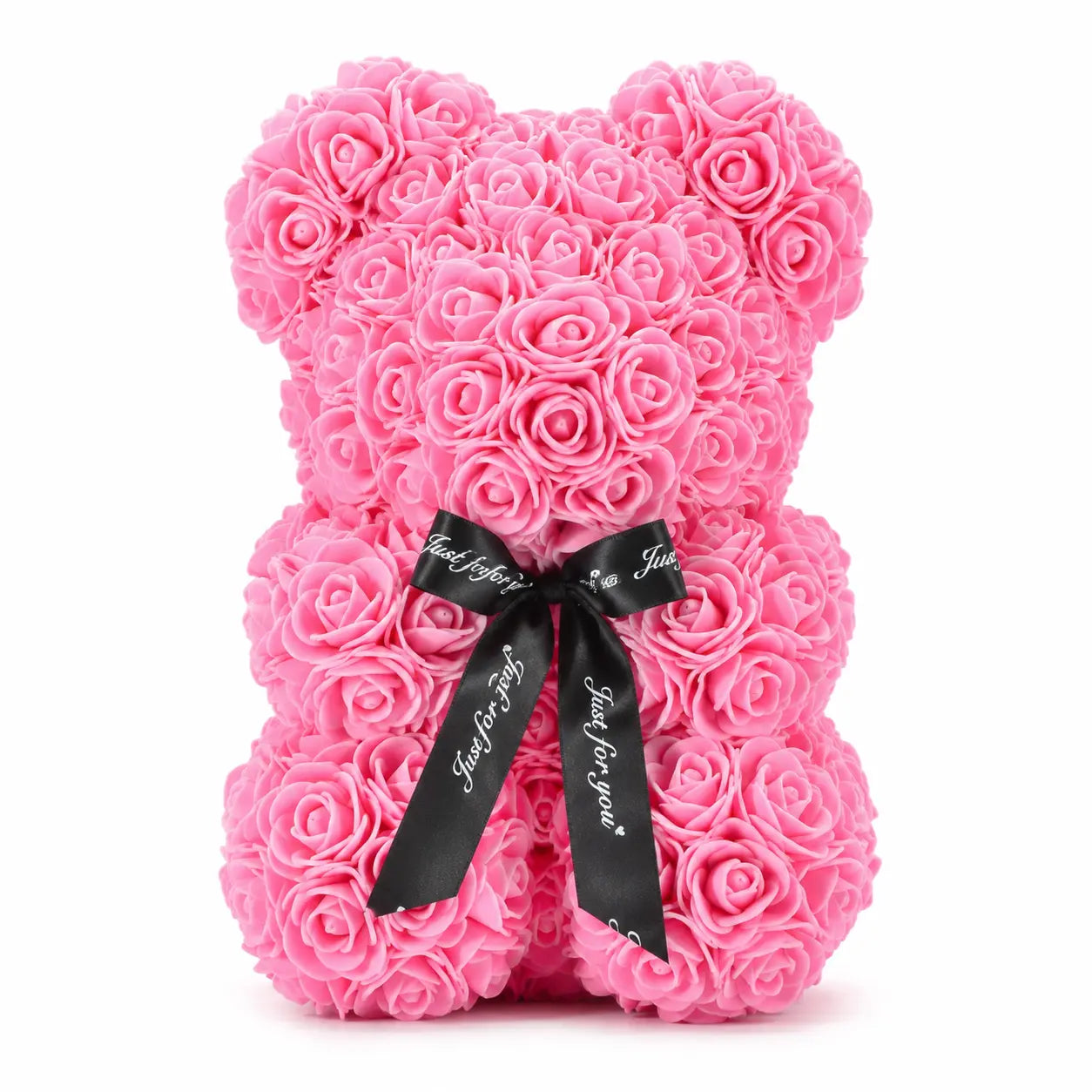 Ours en Roses Artificielles Rose 25 cm – Cadeau Romantique Rosy Bear