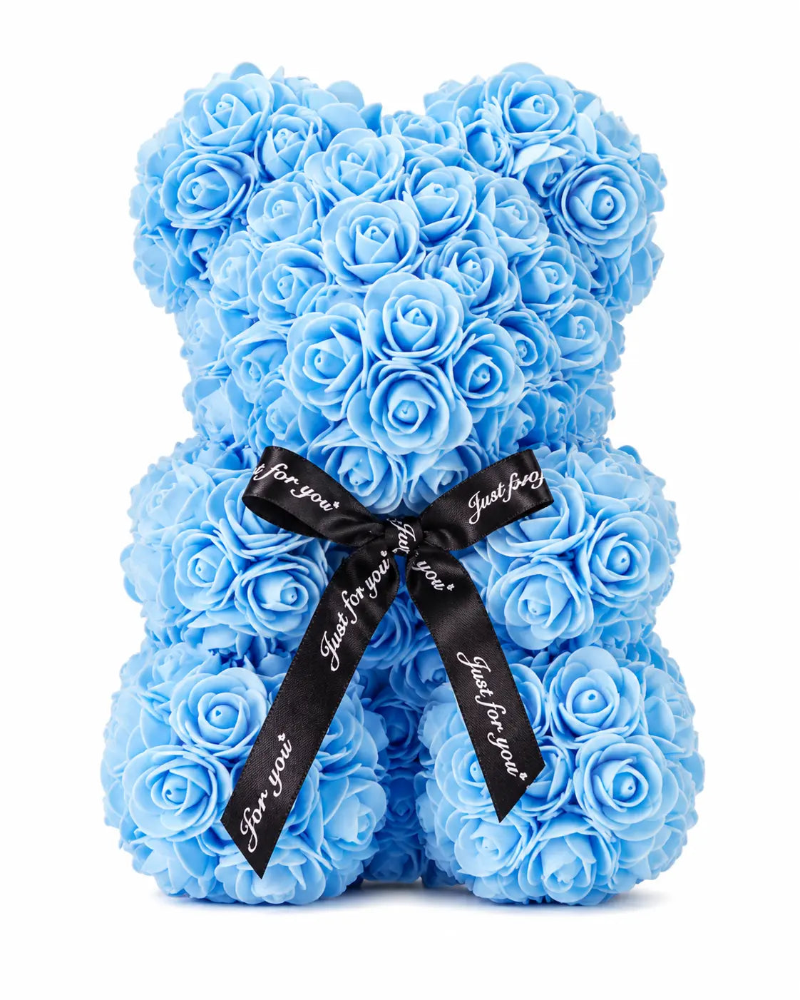 Ours en Roses Artificielles Bleu 25 cm – Cadeau Romantique Rosy Bear